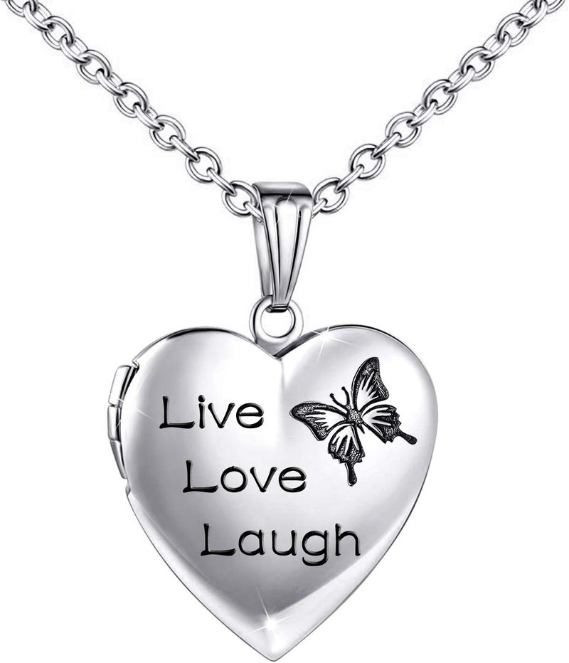 YOUFENG Unicorns Gifts for Her Love Heart Initial Letter Locket Necklace that Holds Pictures Enamel Locket Pendant Gifts for Women - Image 1